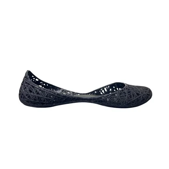 Melissa + Campana Black Jelly Flats Womens Size 7 - Picture 9 of 10